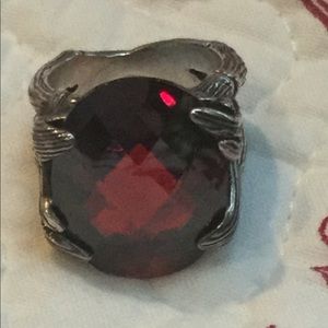 NWOT large deep red faceted statement ring